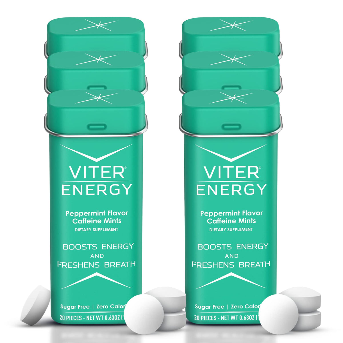 Viter Energy 40mg caffeine mint tin close-up for quick alertness
