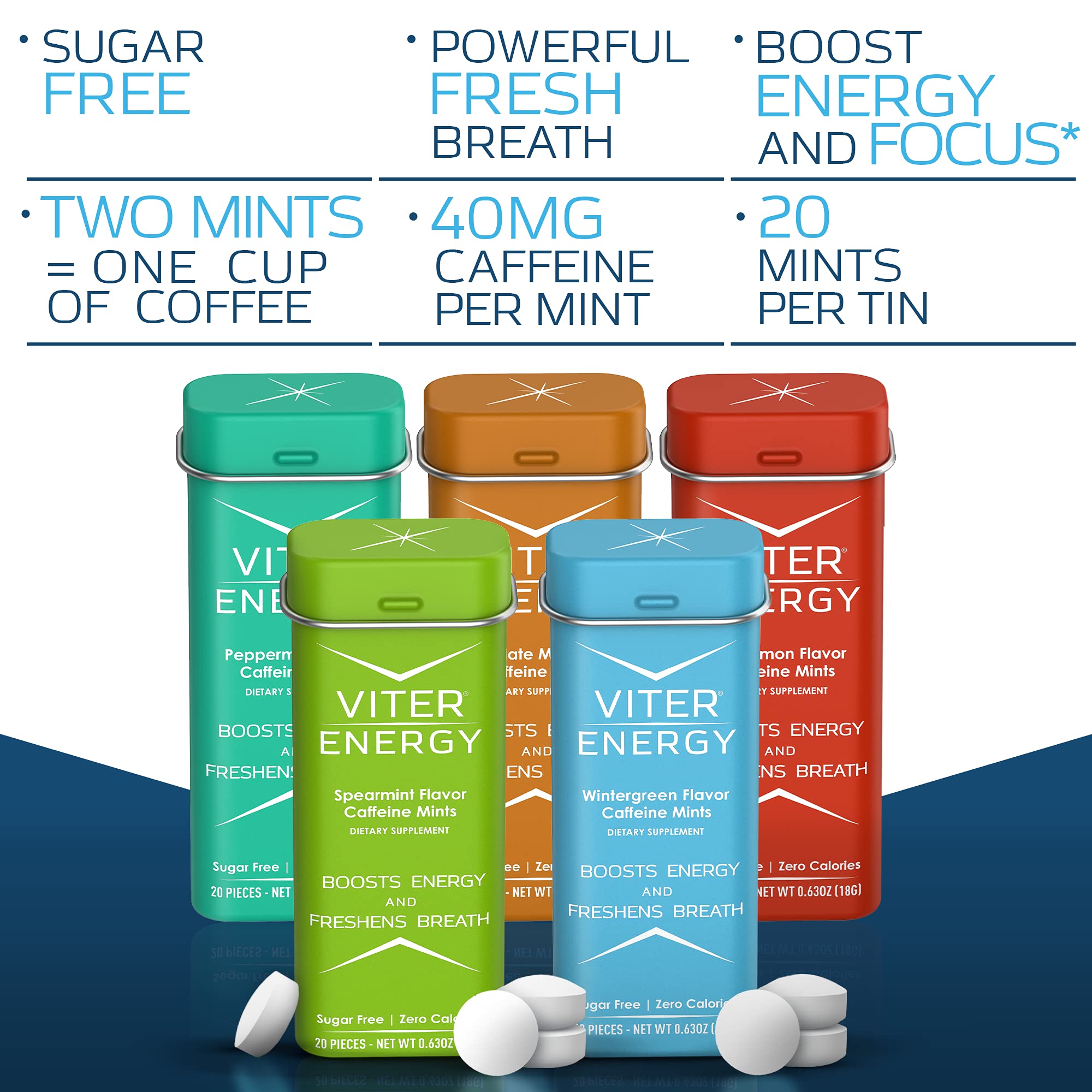 Viter Energy tin open reveals mints ready for quick focus boosts.