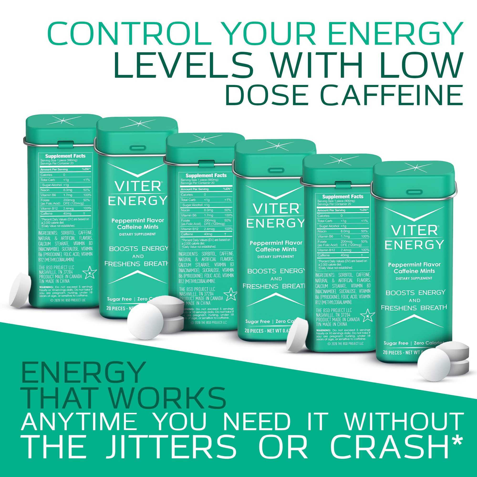 Viter Energy caffeine mint close-up illustrating fast absorption