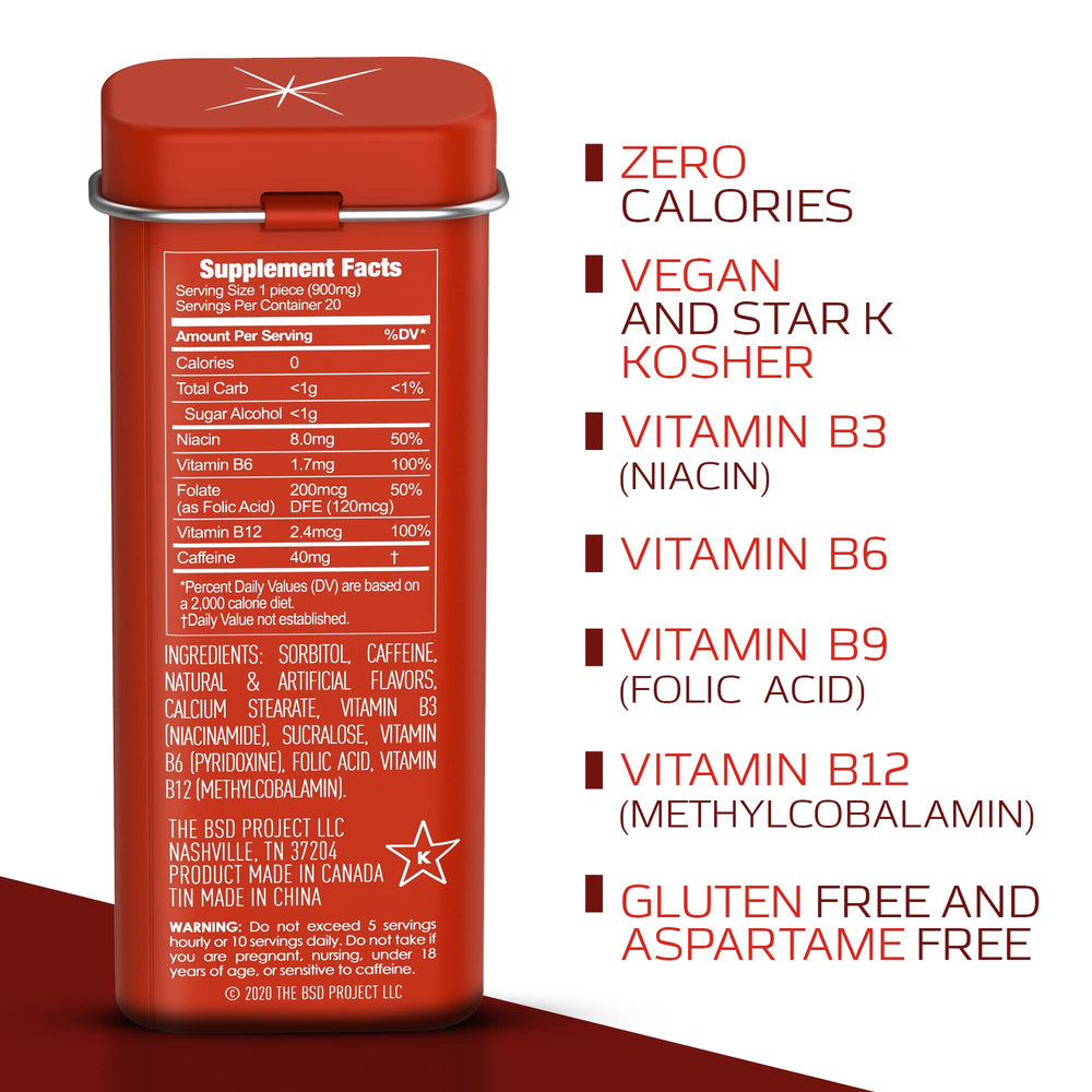 Viter Energy Caffeine Mints closeup mint highlights refreshing flavor.