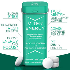 Viter Energy peppermint flavor close-up showing mint and freshness