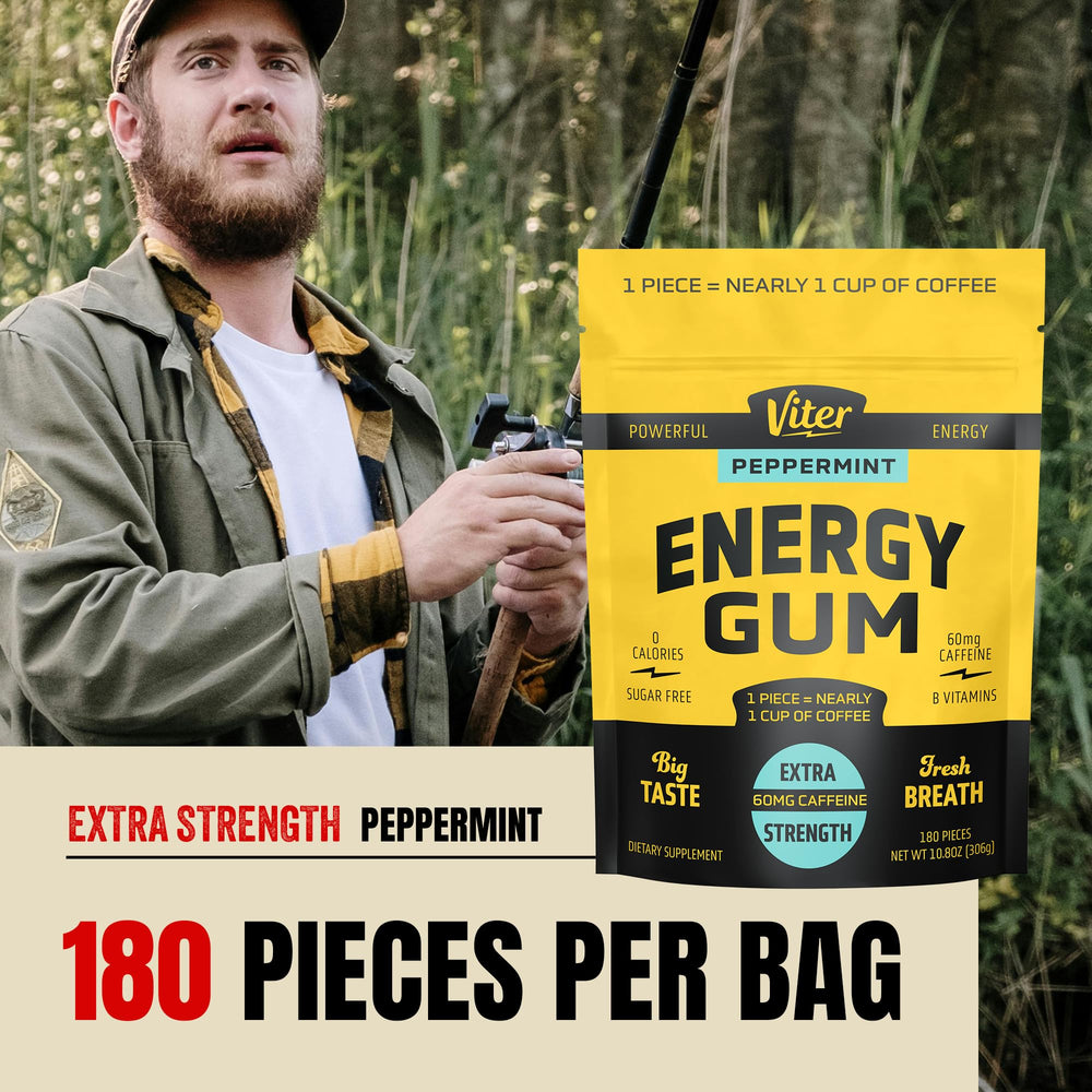 Viter Energy peppermint close-up underscores long-lasting freshness and flavor.