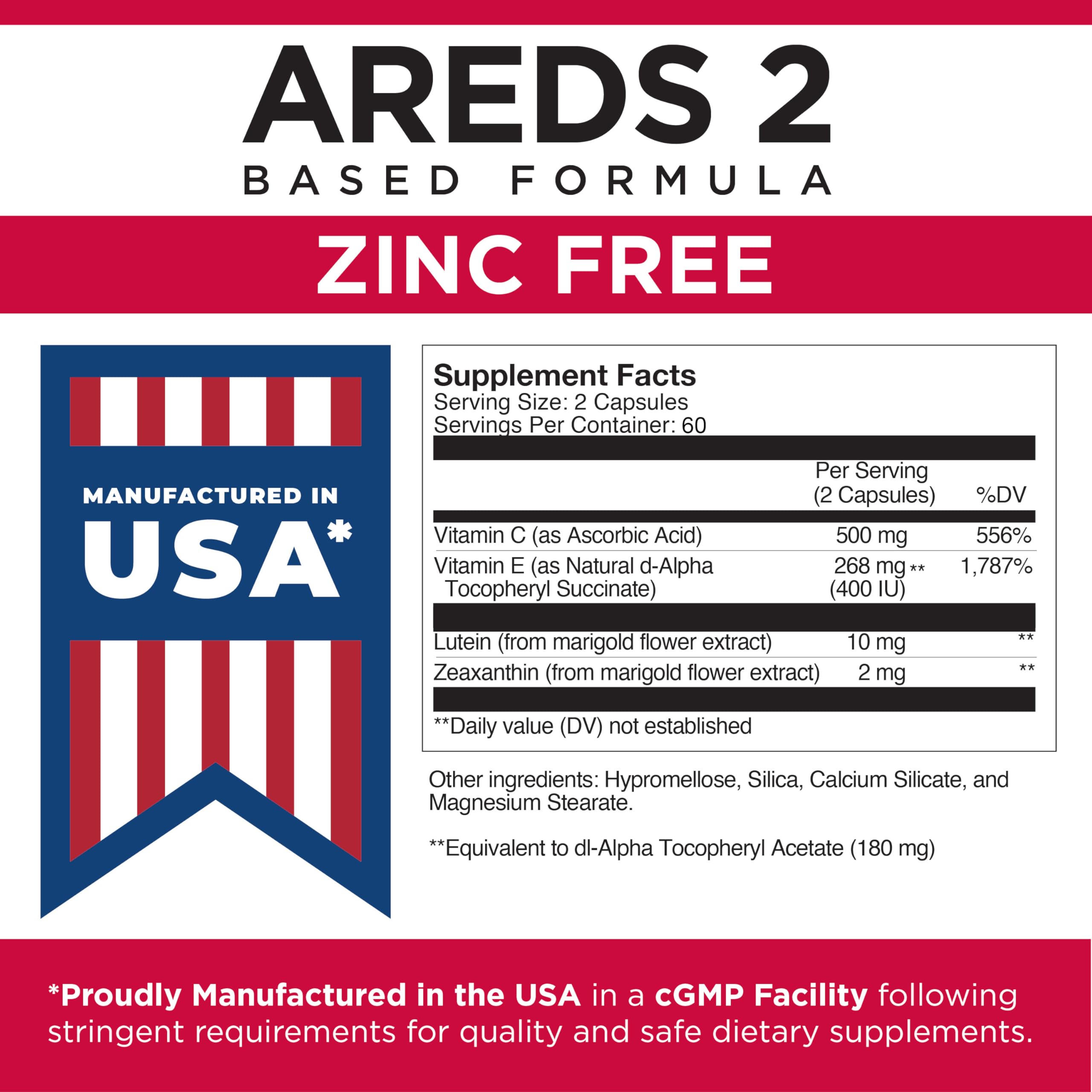 Viteyes allergen-free eye vitamins with minimal irritants.