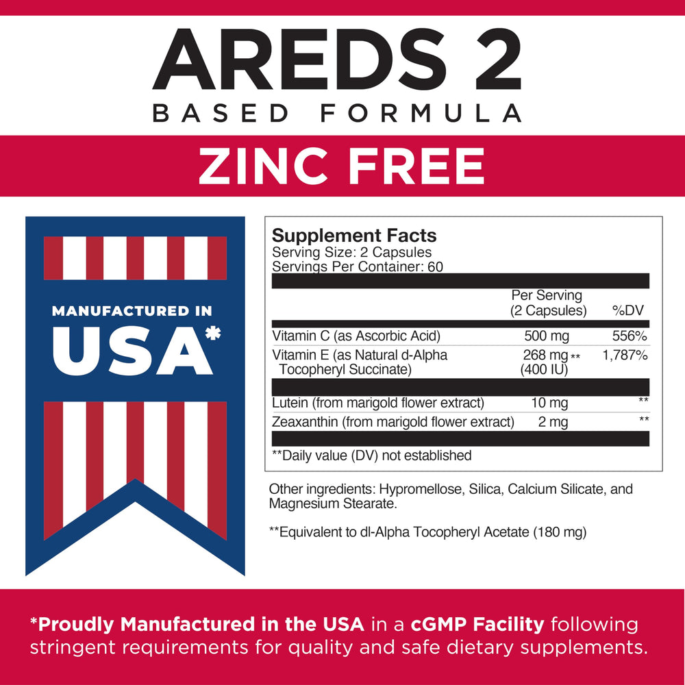 Viteyes allergen-free eye vitamins with minimal irritants.