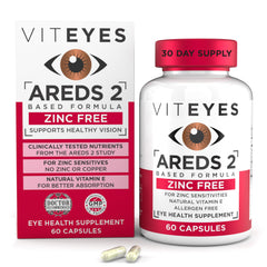 Viteyes AREDS 2 zinc-free bottle for daily macular support.