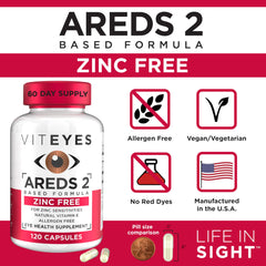 Viteyes zinc-free eye supplements with lutein and zeaxanthin.