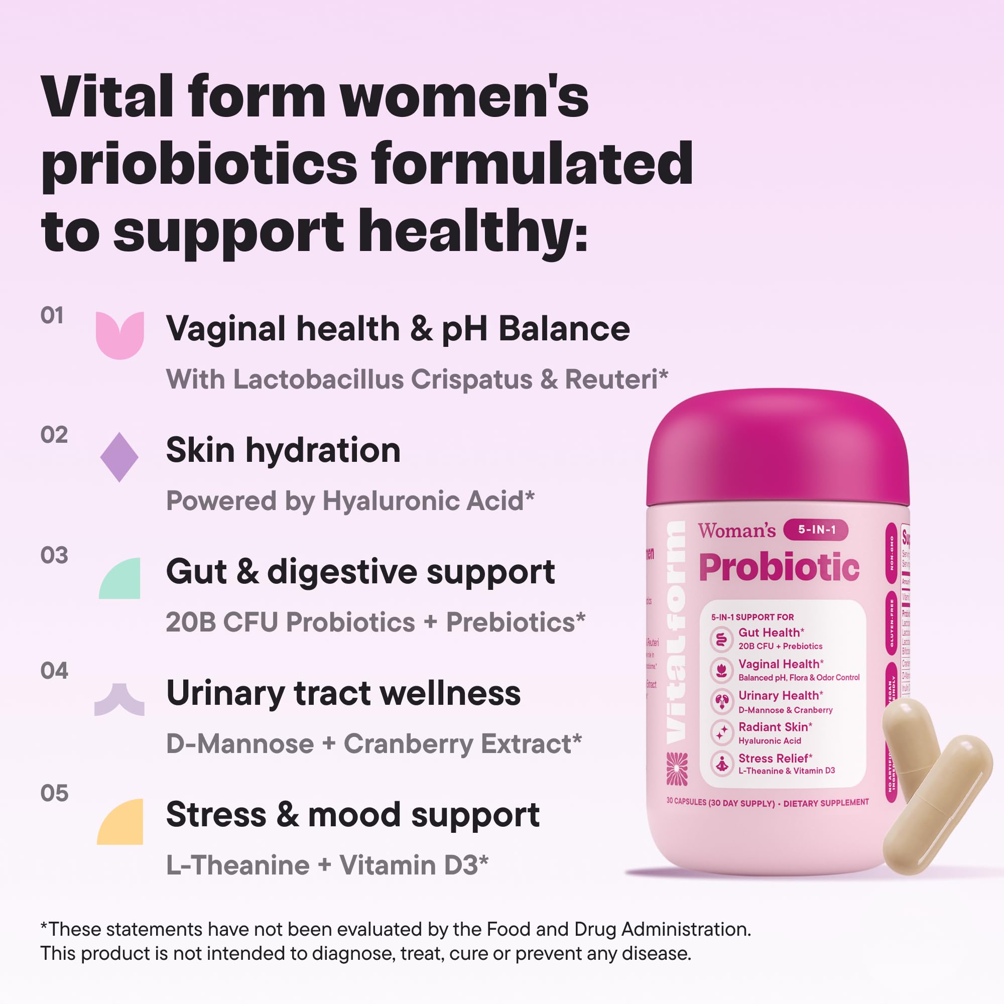 VitalForm capsules require no refrigeration for convenient daily use.