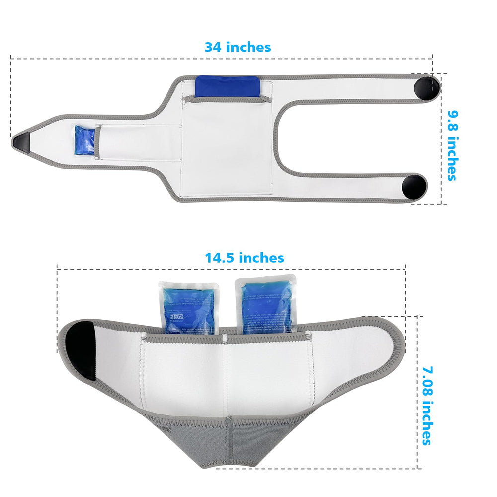 Vitial knee and ankle wrap with adjustable strap and secure closure in action