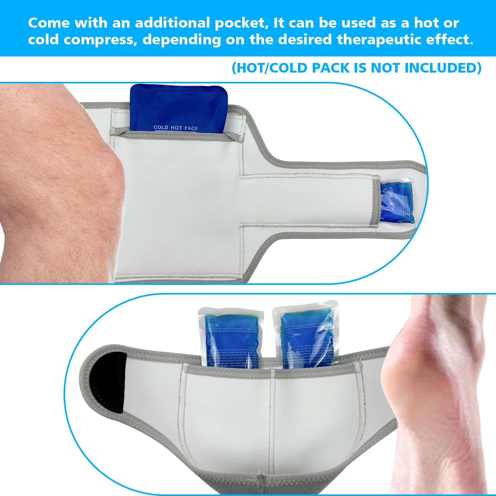 Vitial castor oil pack ankle wrap close-up demonstrating secure ankle coverage