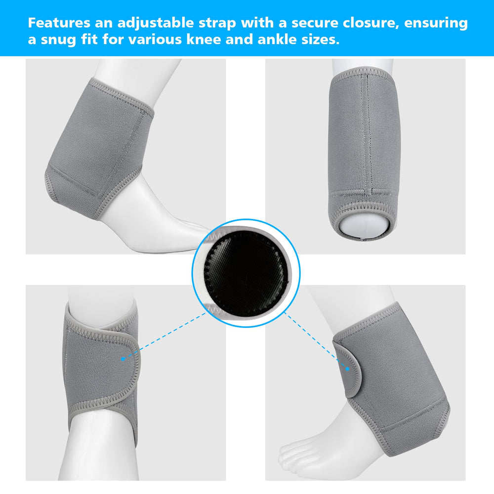 Vitial knee-ankle wrap set in use for targeted comfort around joints
