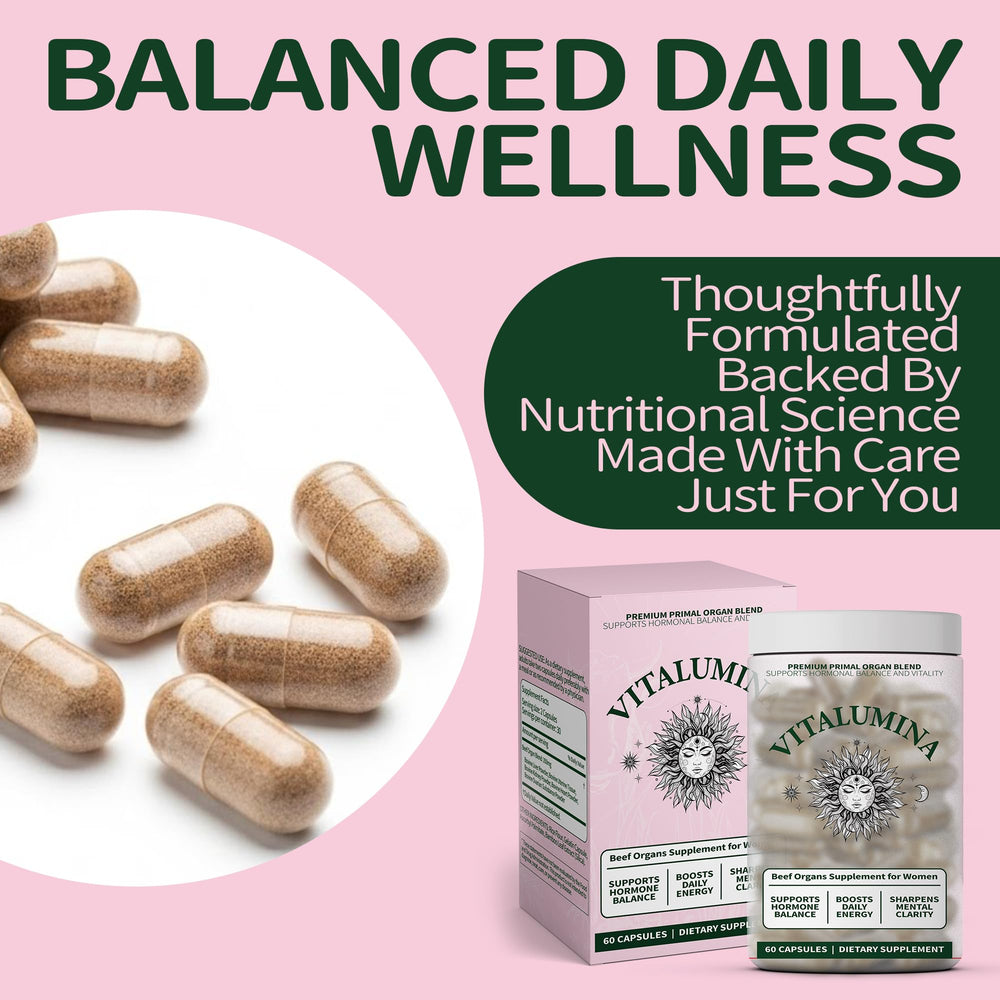 VitaLumina Primal Beef Organs daily-use bottle for busy lifestyles