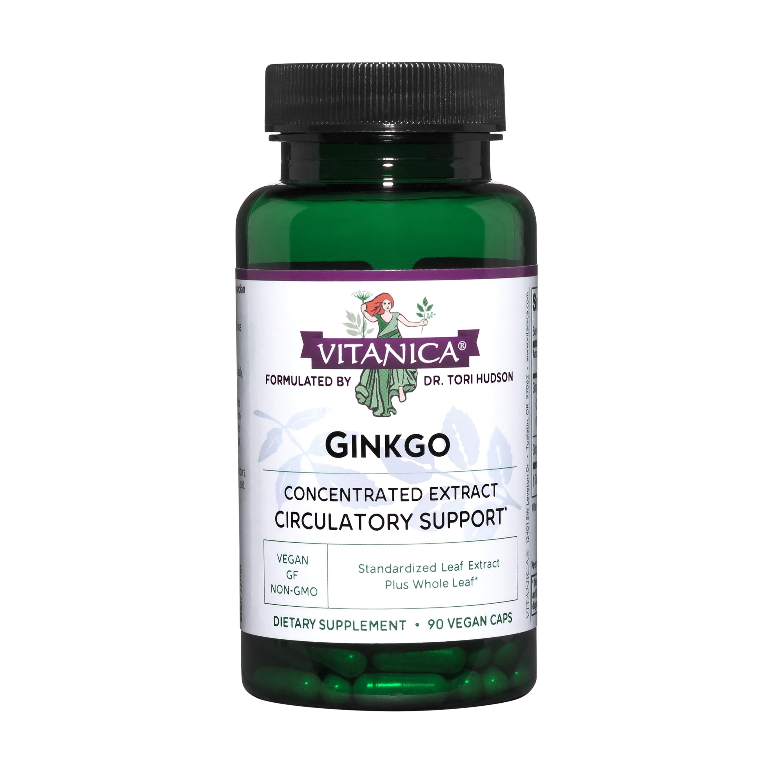 Vitanica Ginkgo bottle with capsules promotes daily brain health and focus
