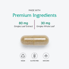 Vitanica Ginkgo capsule bottle demonstrates circulation support for extremities