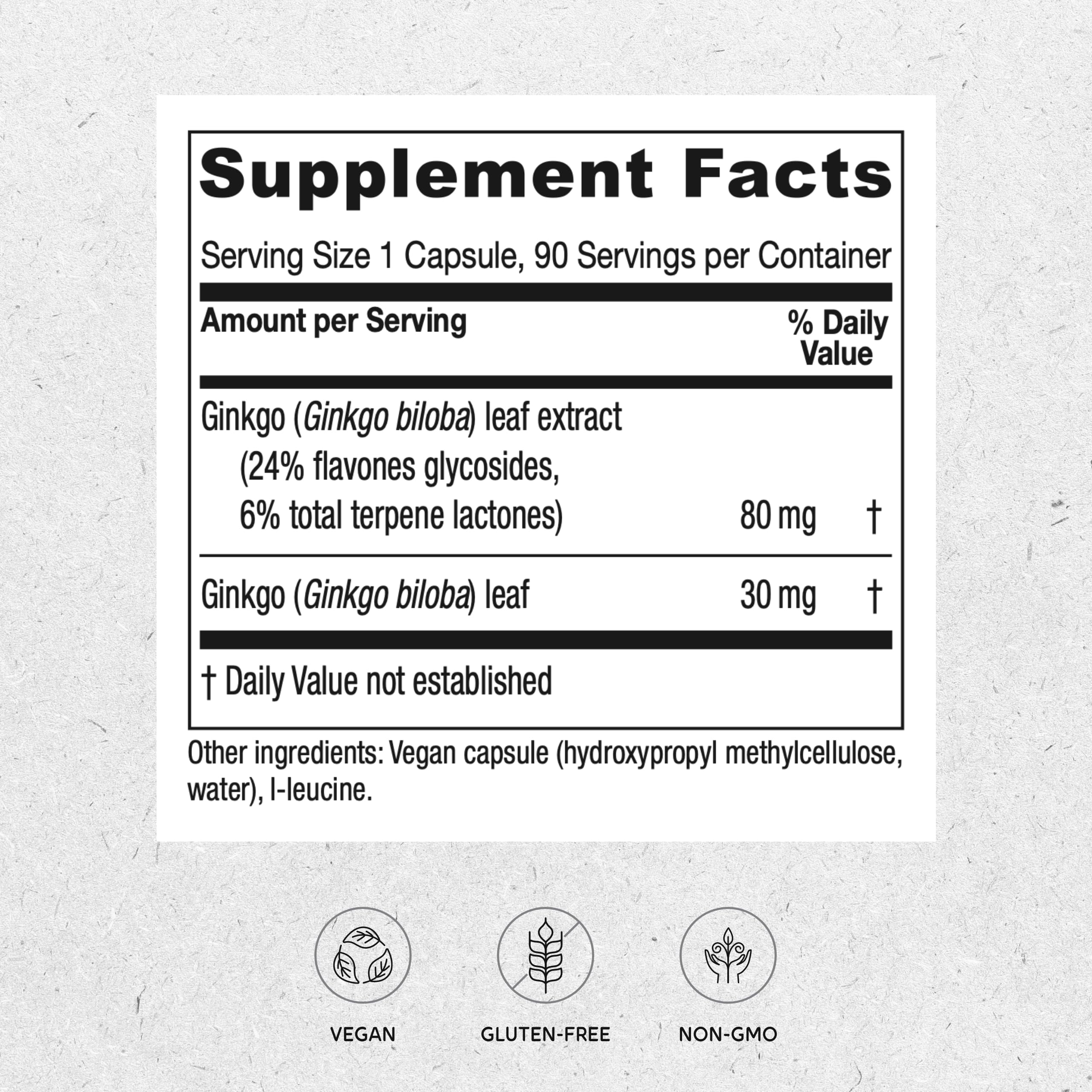 Vitanica Ginkgo leaf and extract highlights standardized components