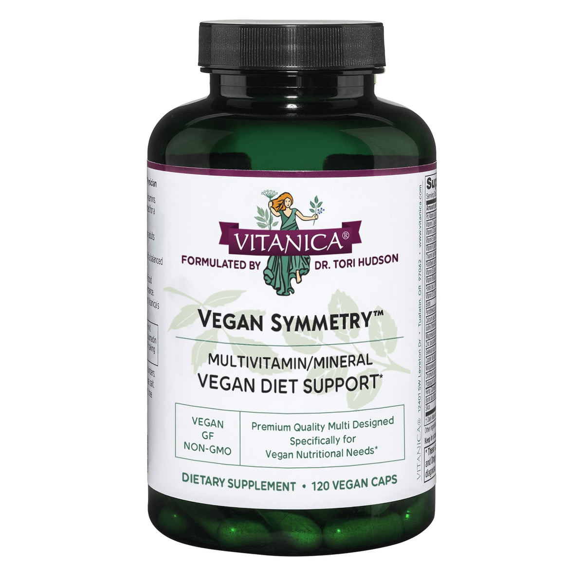 Vitanica Vegan Symmetry bottle with iron-free formula for womens daily wellness