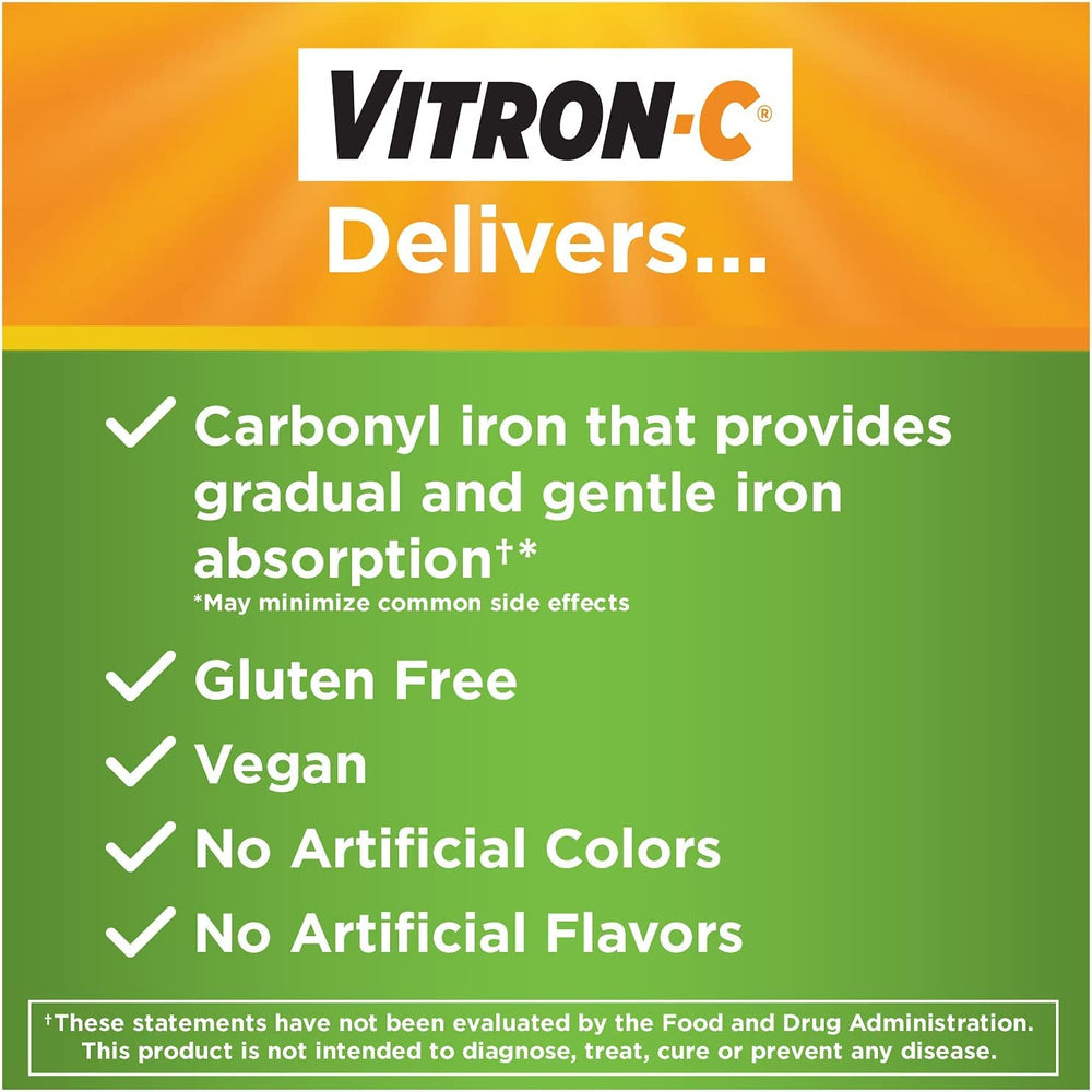 Vitron-C vegan gluten-free formula displayed on kitchen counter.