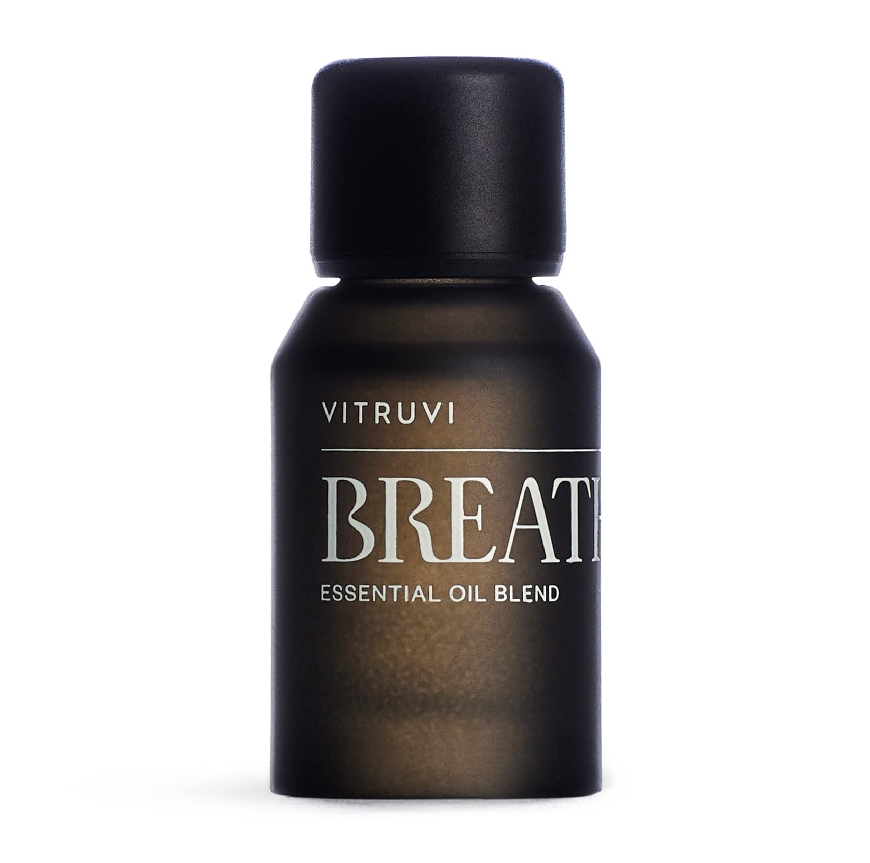 Vitruvi Breathe bottle close-up highlighting minty cooling aroma.