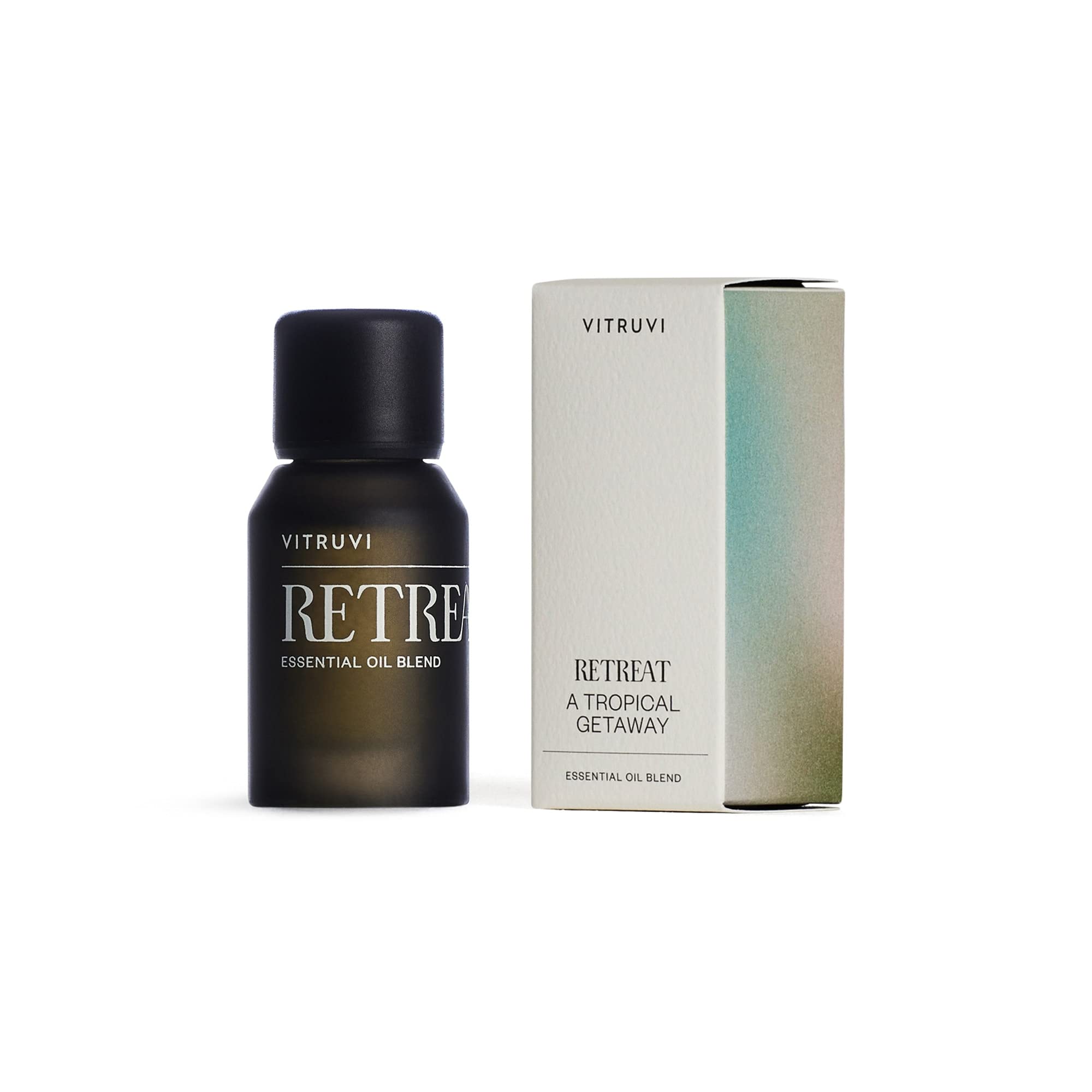 Vitruvi Retreat essential oil bottle with dropper for easy use