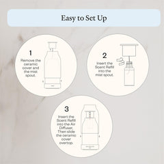 Vitruvi Sleep Scent Refill beside diffuser illustrating easy, mess-free scenting setup.
