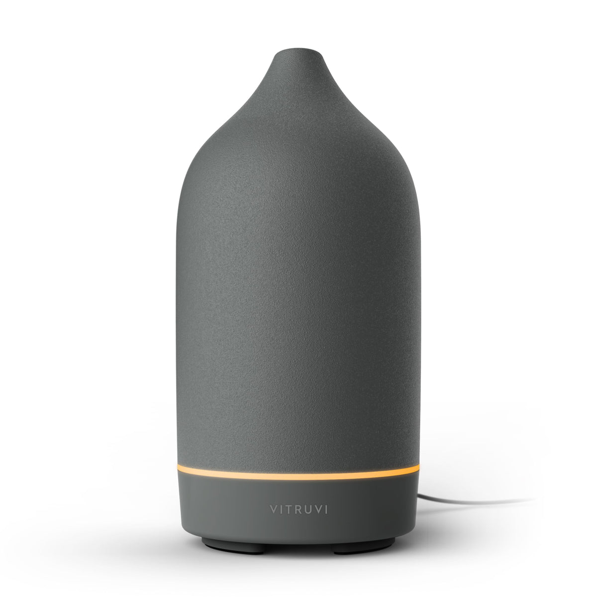 Vitruvi Stone Ceramic Diffuser cover adds elegant pottery-style decor to any room.