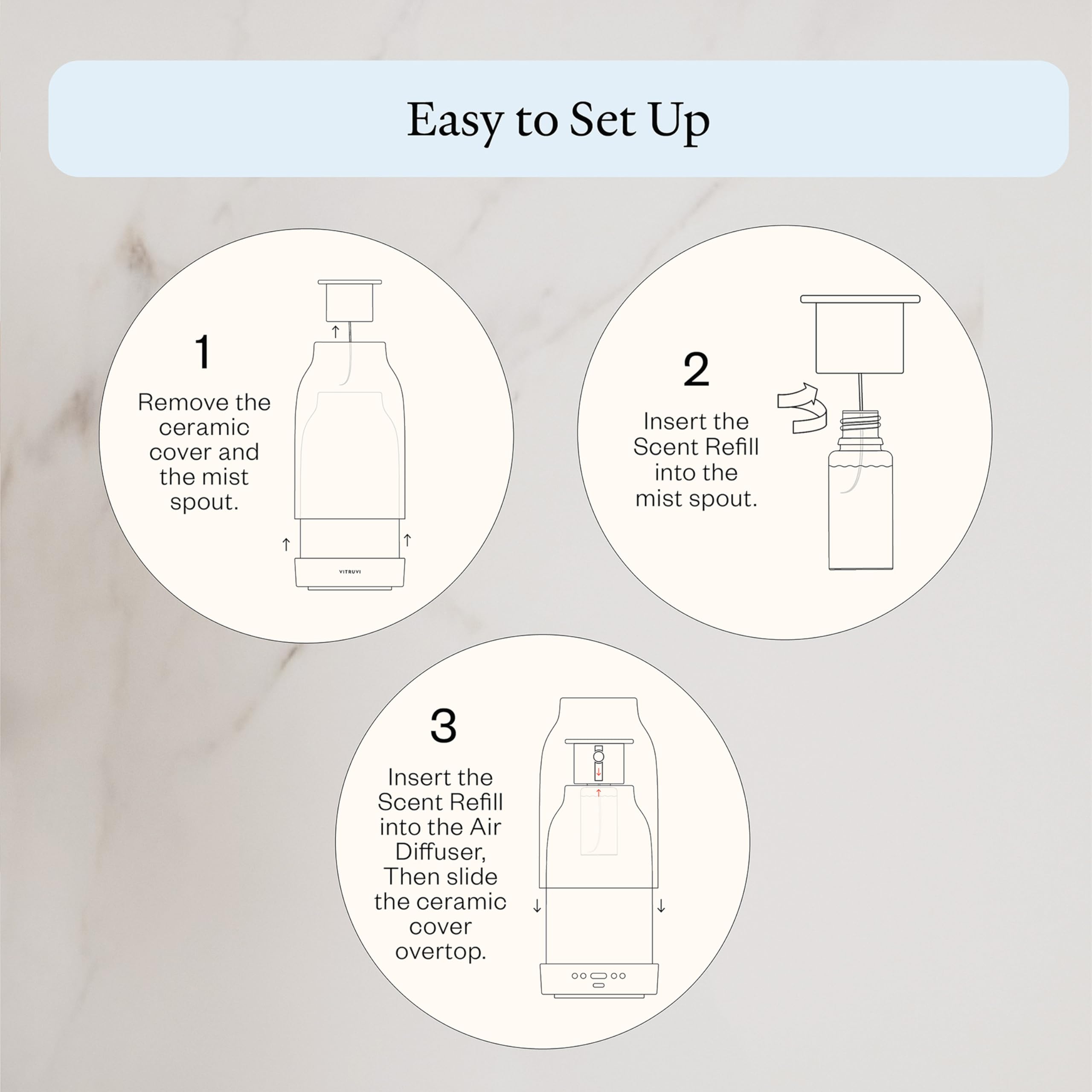 Vitruvi vanilla fragrance diffuser image illustrating a welcoming aroma
