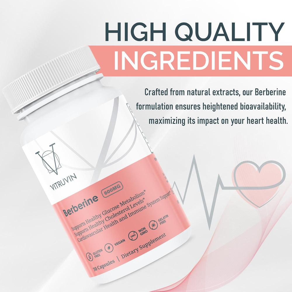 Vitruvin Berberine gluten-free label supports dietary compatibility during daily use.