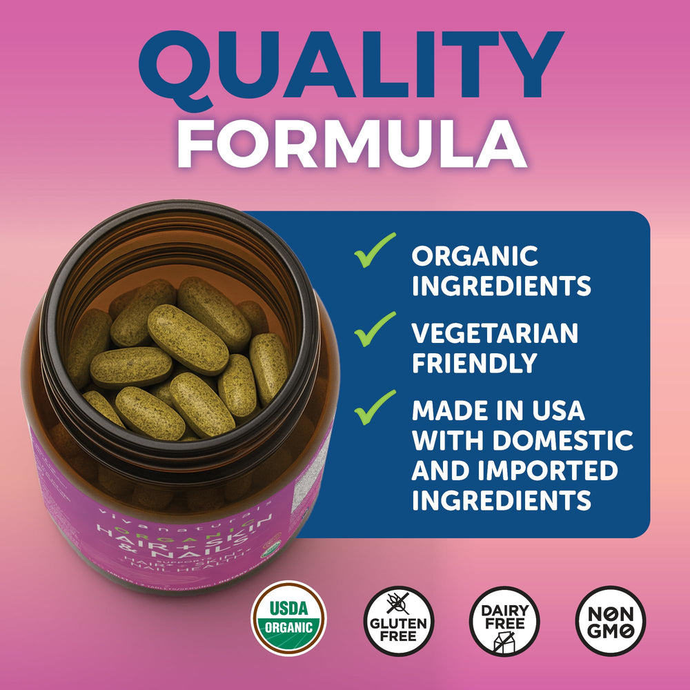 Viva Naturals Certification seal on bottle signaling organic, non-GMO quality.