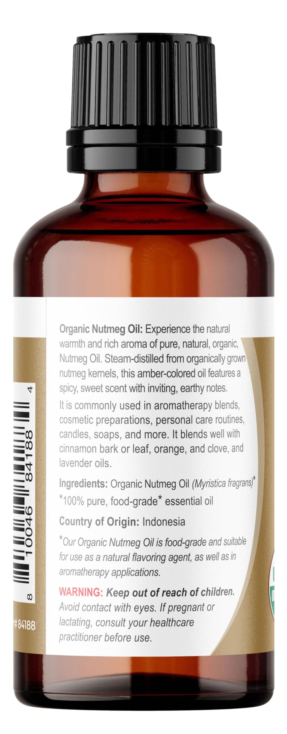 Viva Doria Nutmeg Oil amber glass bottle—potency preserved