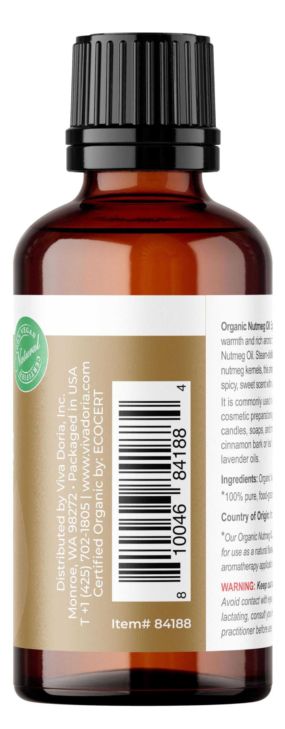 Viva Doria Nutmeg Oil pour bottle for easy diffuser use