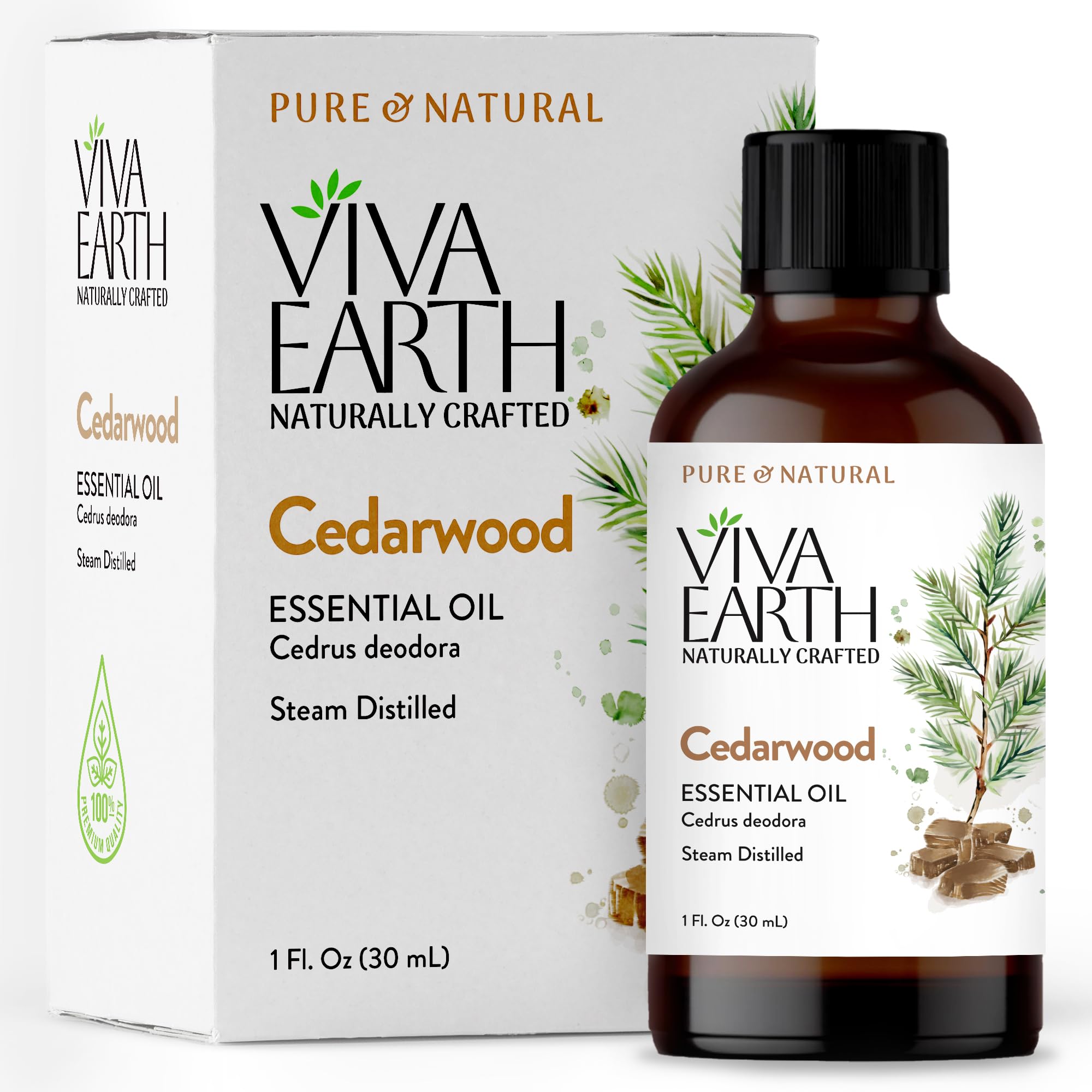 Viva Earth Cedarwood oil in room spray for fresh, woodsy atmosphere.