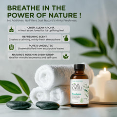 Viva Earth Eucalyptus essential oil bottle with dropper for precise blending.