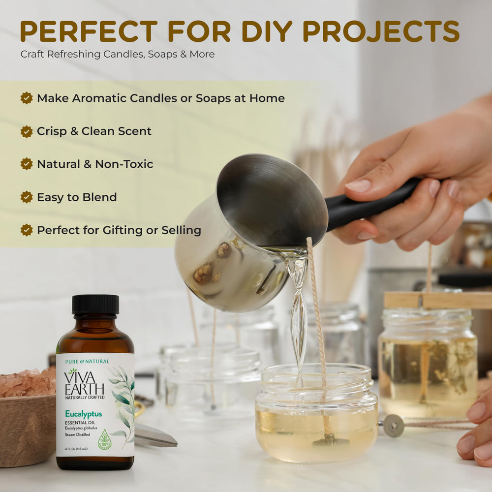 Viva Earth Eucalyptus oil ideal for soap and candle making projects.