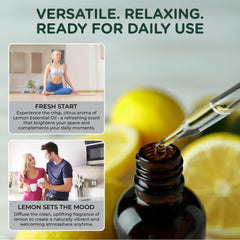Viva Earth Lemon Essential Oil bottle on a desk for DIY blends.