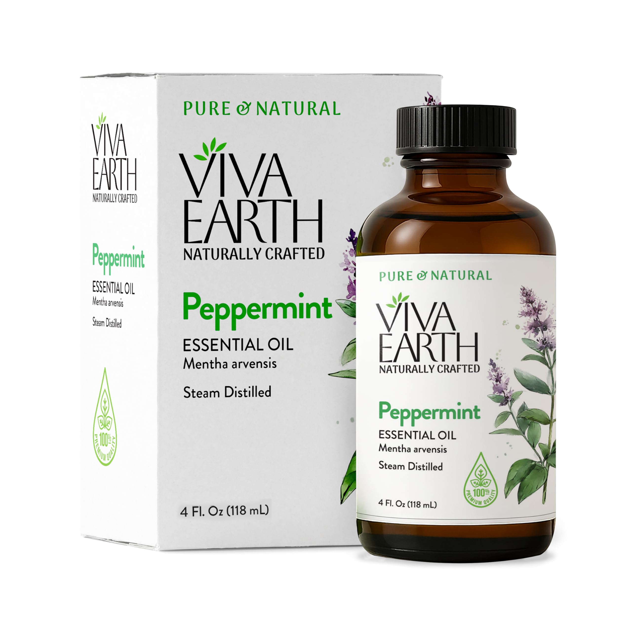 Viva Earth Peppermint Oil dropper enabling precise dilution.