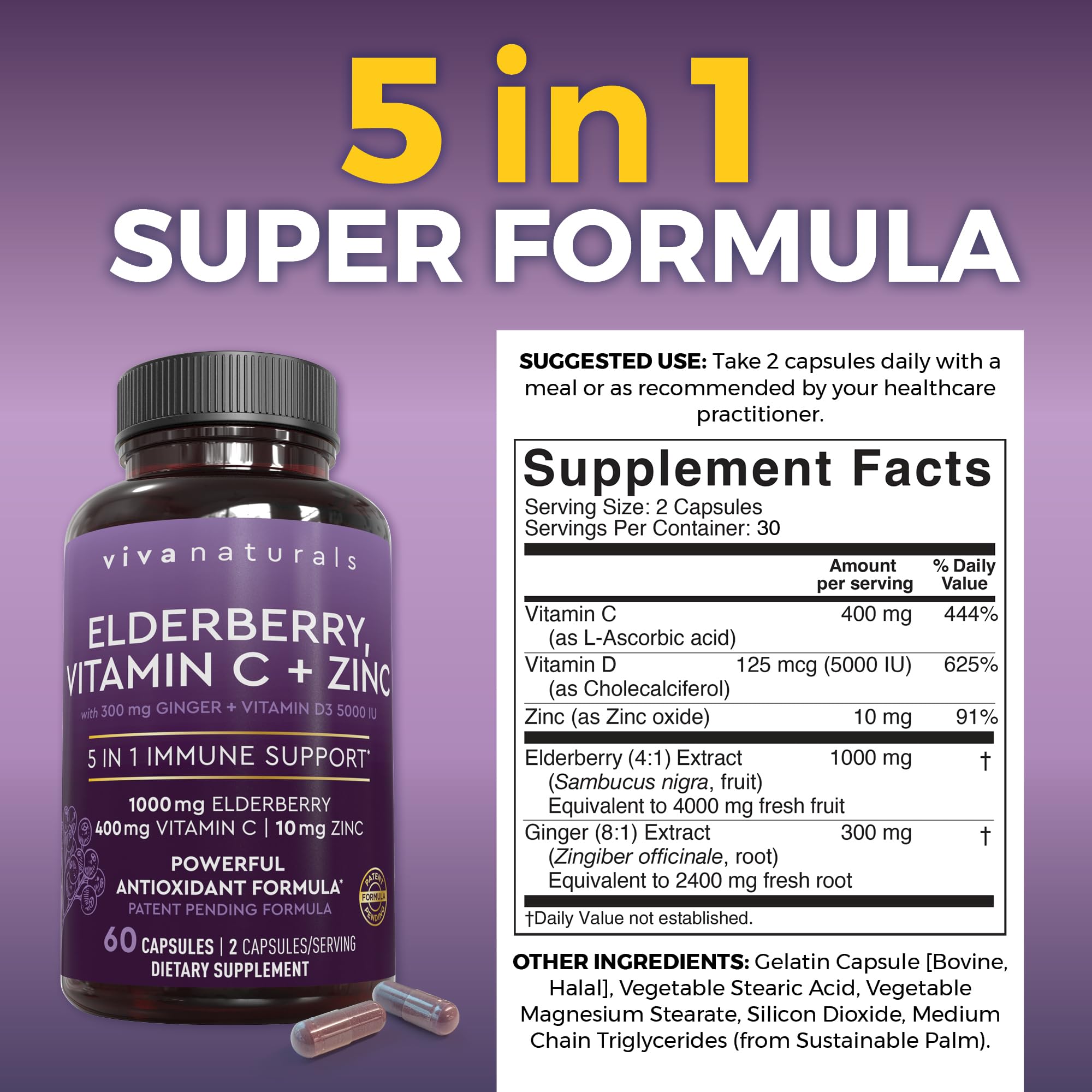 Viva Naturals Elderberry capsules – easy, convenient daily dose