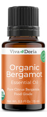 Viva Doria Bergamot oil in an amber bottle for pure fragrance and easy aromatherapy use.