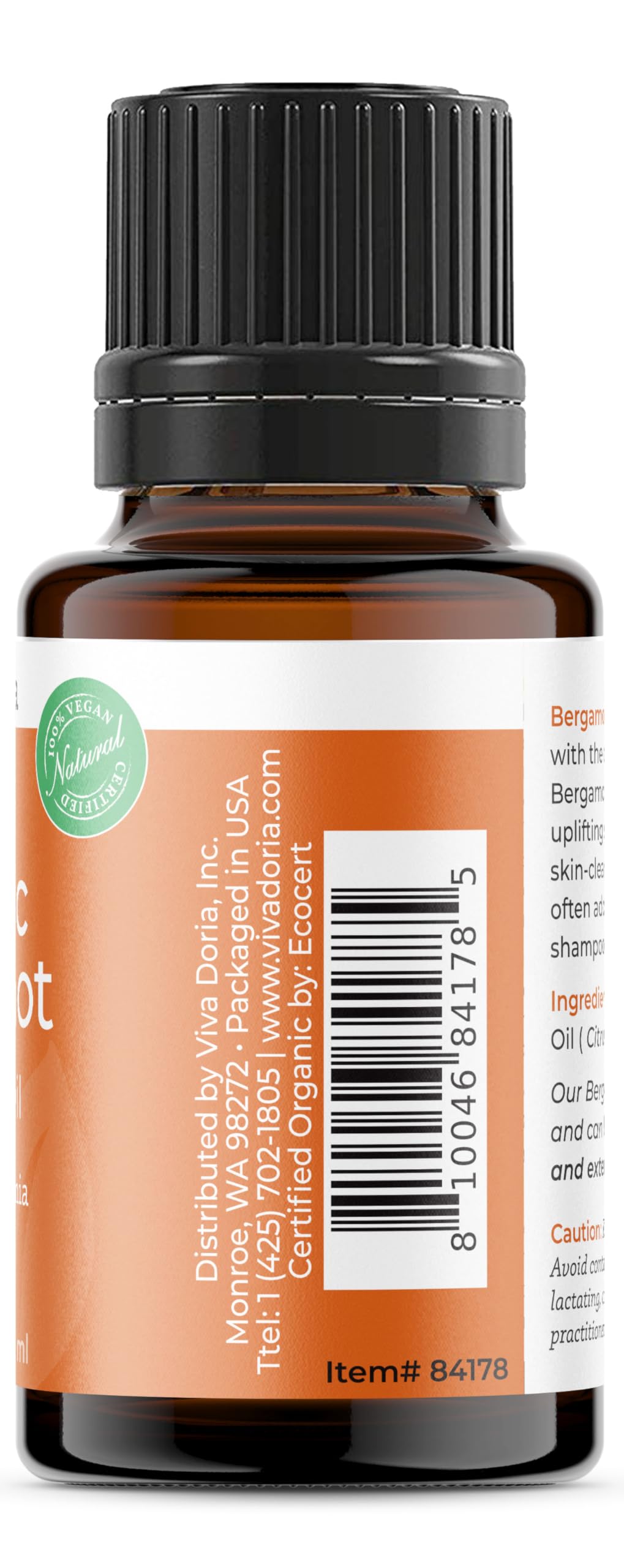 Viva Doria Bergamot oil ideal for aromatherapy sessions and diffuser-based routines.