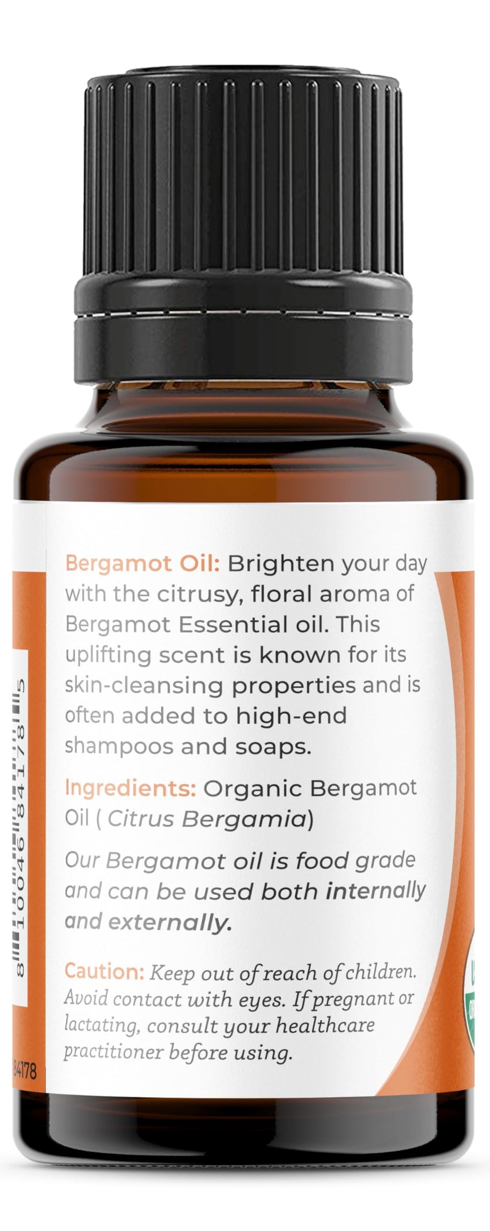Viva Doria Bergamot oil USDA Organic certificate ensures clean essential oil for diffusers.