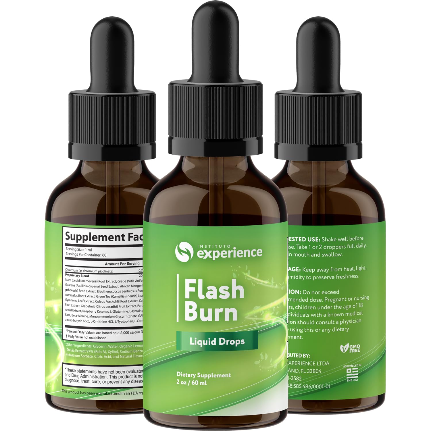 VIVALIS Flash Burn Drops bottle close-up with dropper for precise dosing