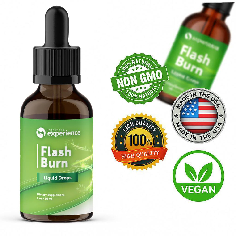 VIVALIS Flash Burn Drops packaging box showing premium all-natural formula