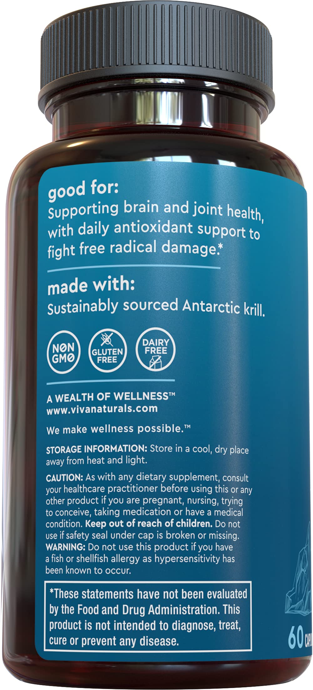 Viva Naturals krill oil capsules with omega-3 EPA and DHA.