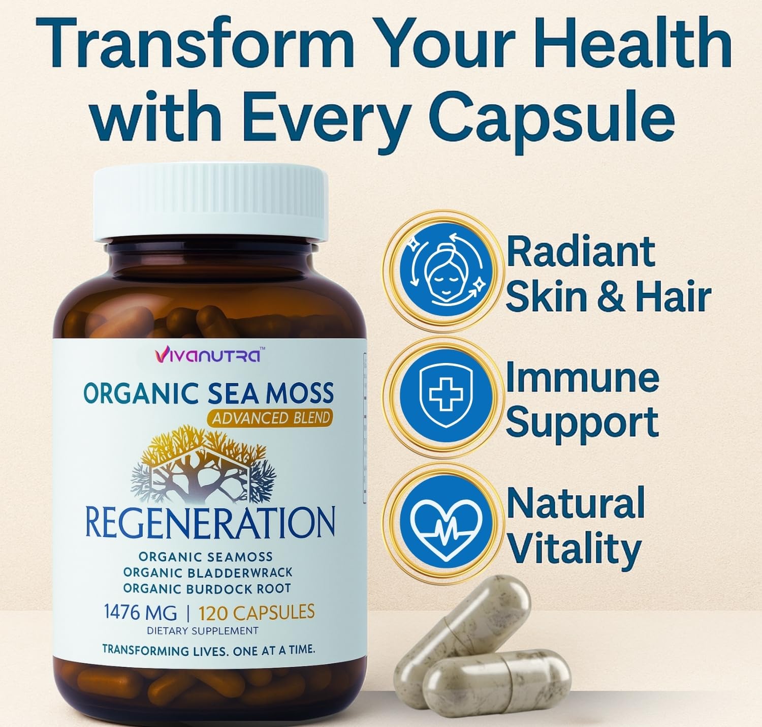 Vivanutra Irish sea moss visual shows nutrient-rich blend.