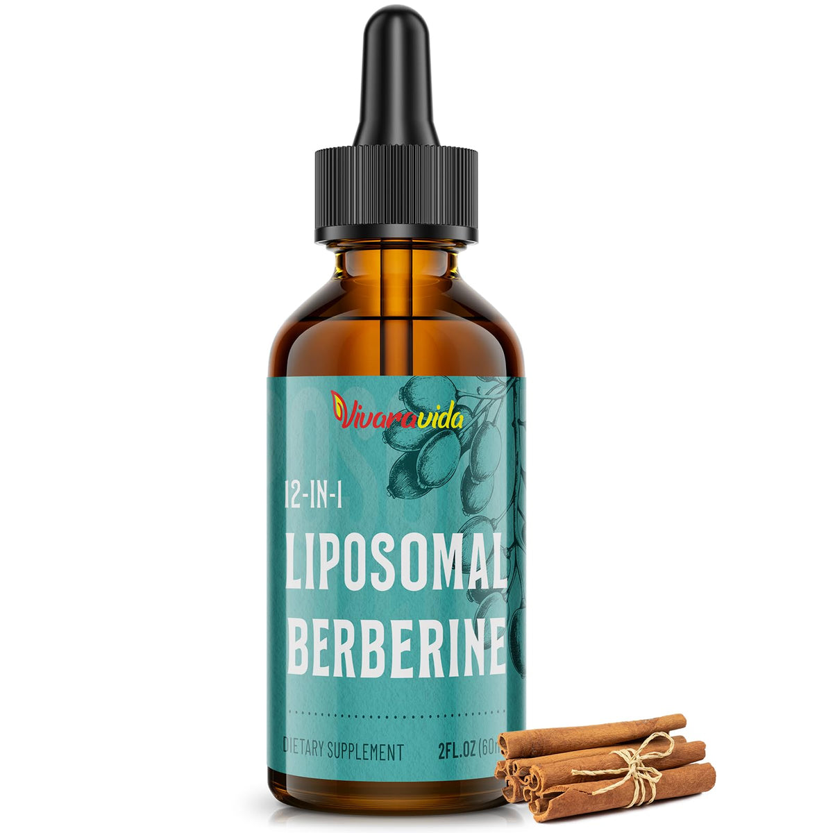 Vivaravida Berberine HCl liposomal liquid bottle for faster absorption.