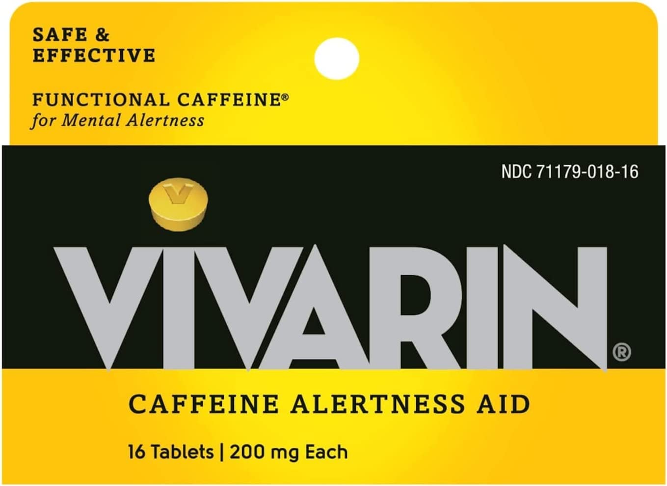 Vivarin tabs 16ct pack front view showing compact on-the-go energy.