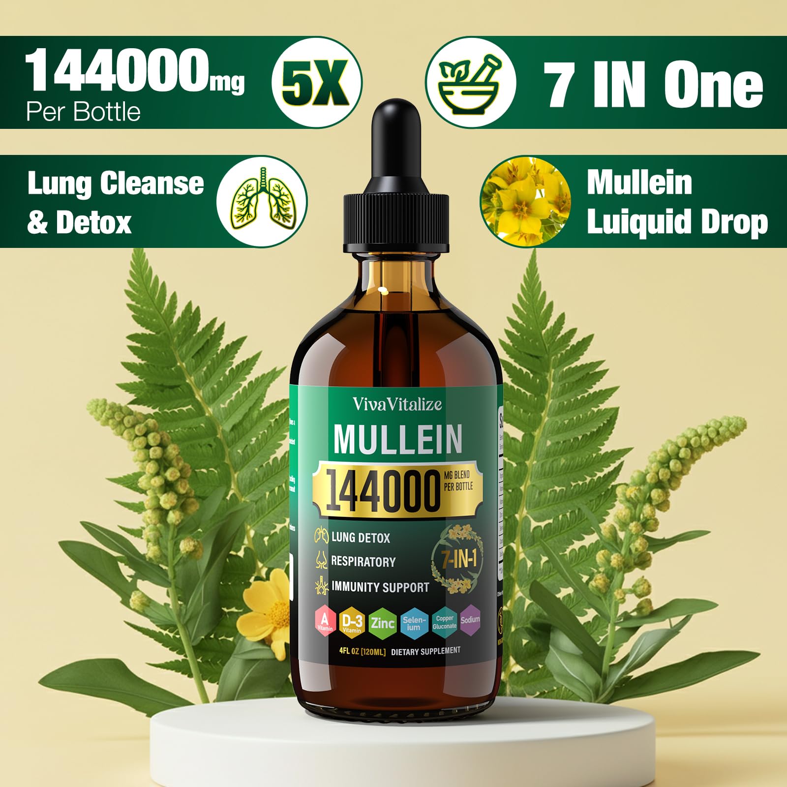 VivaVitalize Mullein Drops dropper ready for precise daily dosing