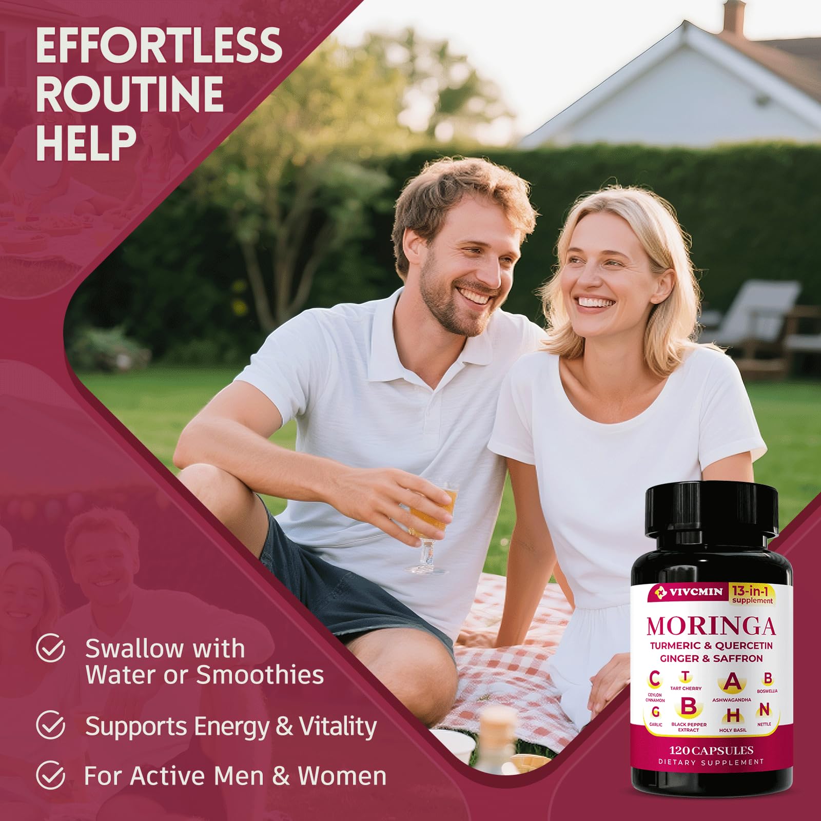 Vivcmin product shot featuring saffron and quercetin visuals hints antioxidant support.