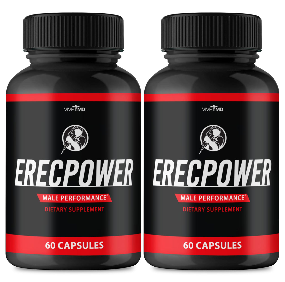VIVE MD ErecPower capsules bottle front view, compact daily use