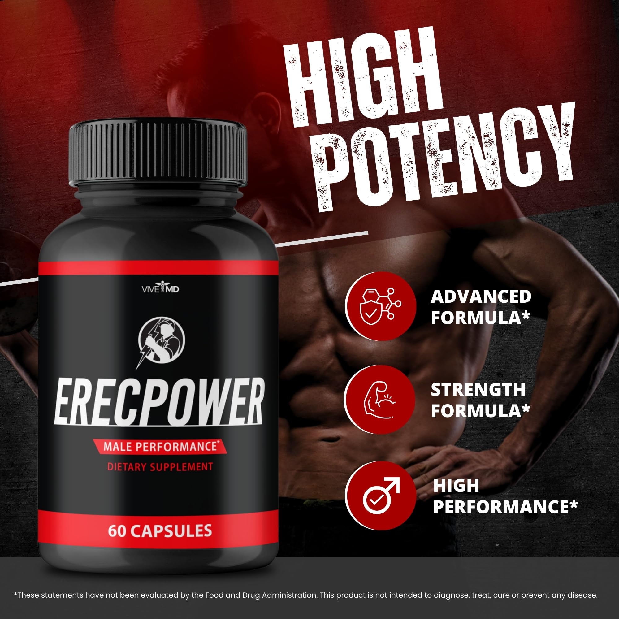 VIVE MD ErecPower packaging box with premium branding
