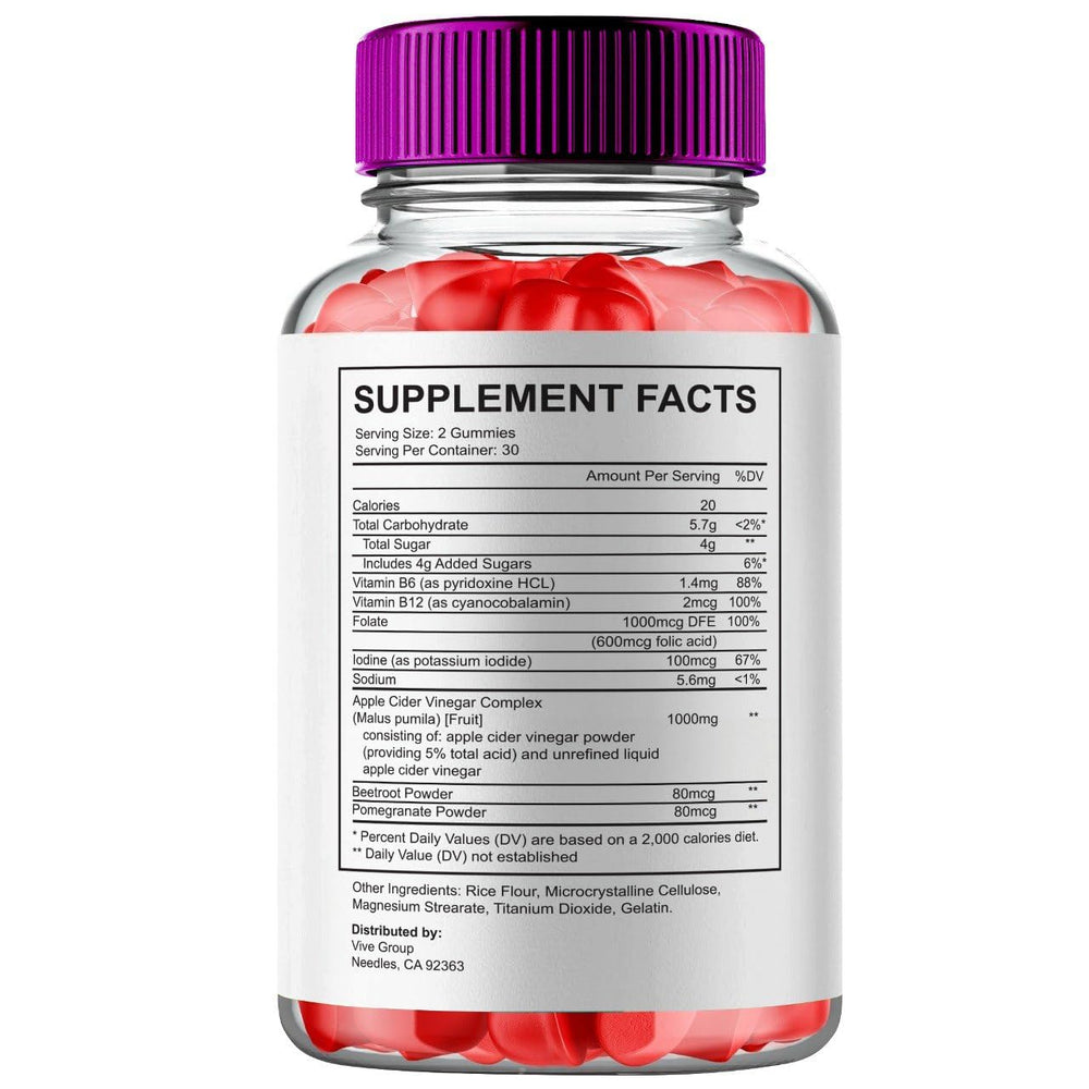 VIVE MD Proton Keto ACV Gummies bottle back with nutrition details.