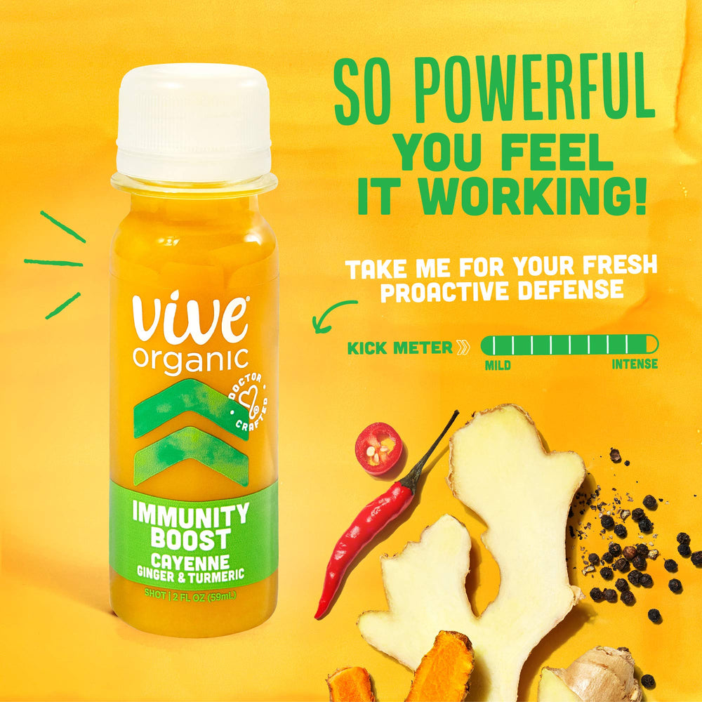 Vive Organic 2 oz shot pack 12 on display in a store.